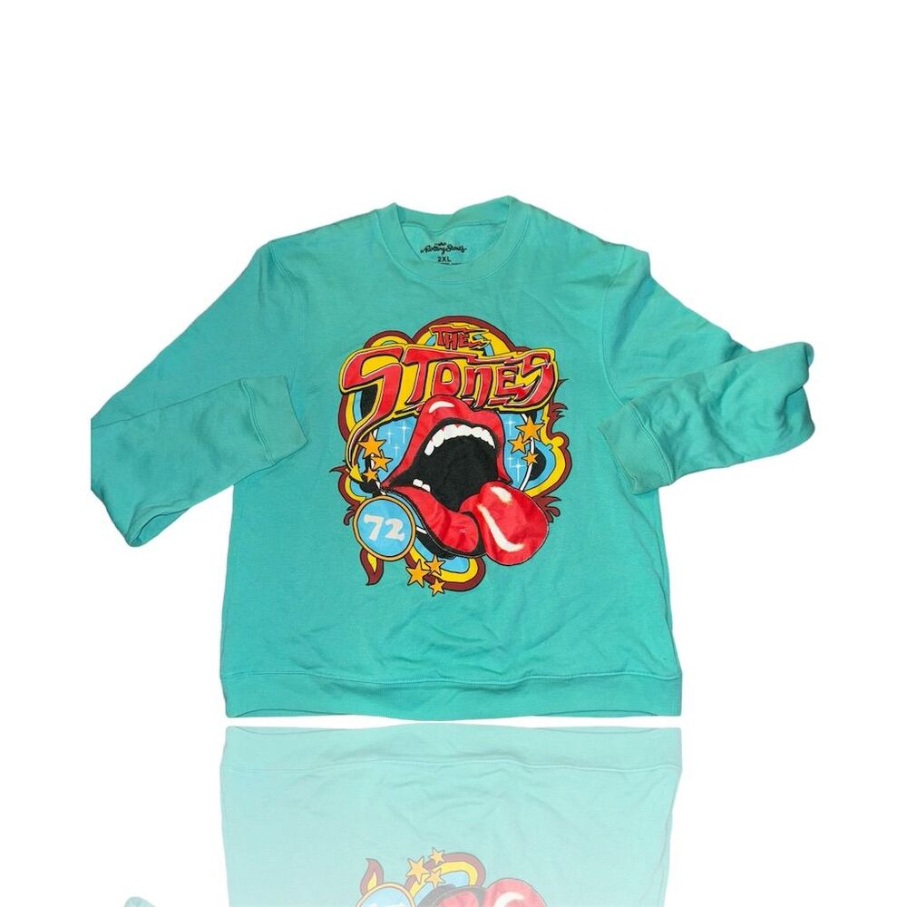 Rolling Stones Retro 70s Vibe Teal Sweatshirt Unisex 2XL Pullover